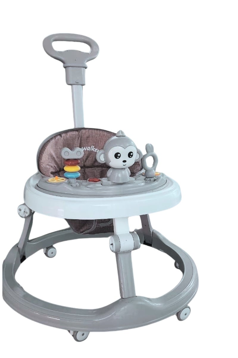 ماس مشاية أطفال 3 في 1 مشاية مستديرة للأطفال مع مقبض دفع للوالدين مع صينية وشريط ألعاب موسيقية متعددة الوظائف وقابلة للتعديل تناسب الصغار من سن 6 إلى 18 شهرًا - Image 3