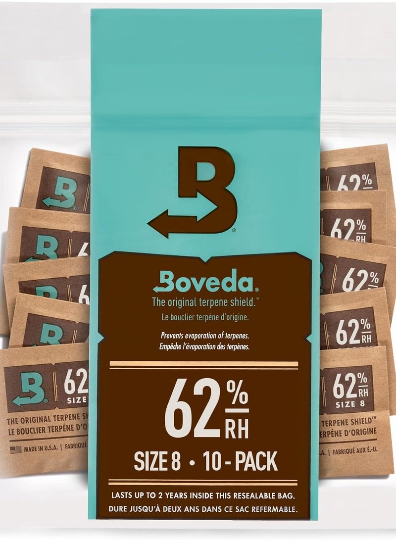 بوفيدا ٦٢٪ رطوبة نسبية، تحكم ثنائي الاتجاه في الرطوبة | مقاس ٨ في ١٠ أكياس قابلة لإعادة الإغلاق - Image 1