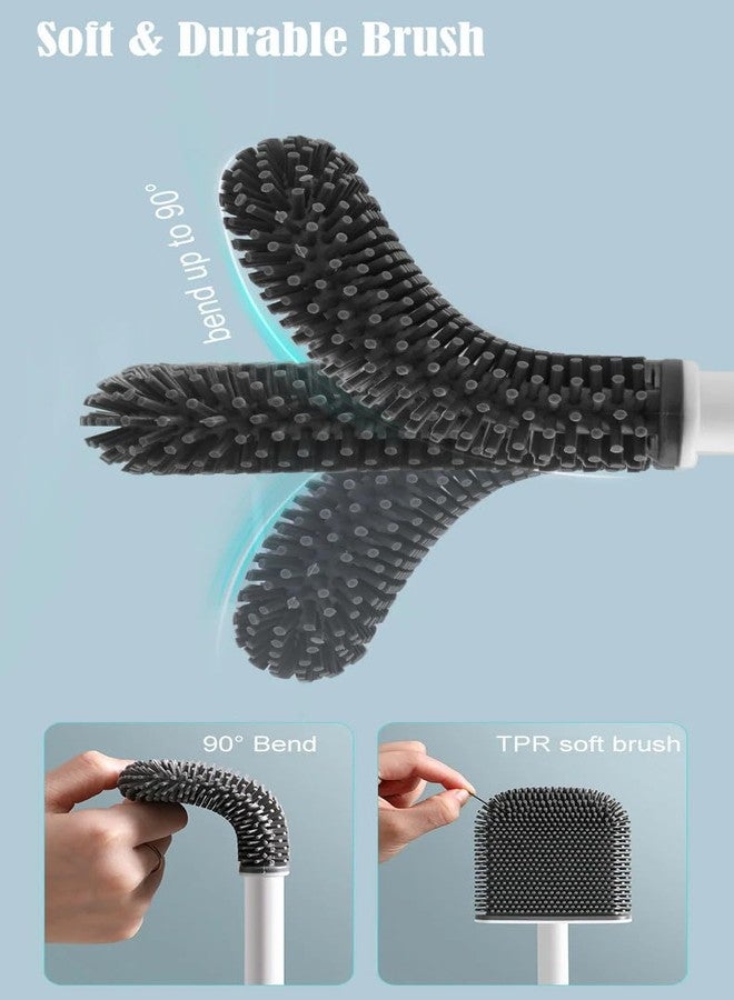 PLUMAZE Toilet Cleaner Brush/Toilet Brush with Holder Stand/Toilet Cleaning Brush/Toilet Cleaning Brush with Wall Mounted Holder, Long Handle, Drip-Proof, Deep Cleaning - Image 4