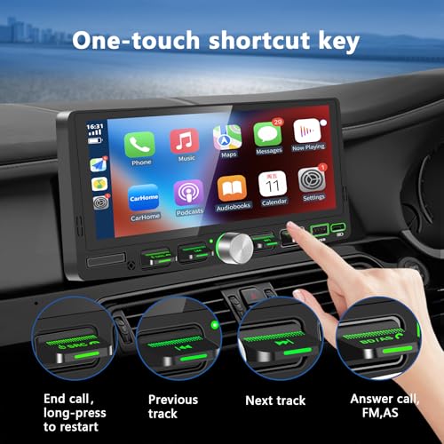 GHIOPMZ Single Din Touchscreen Radio with Wireless Apple CarPlay & Android Auto, 6.9" IPS Car Stereo with Bluetooth, Mirror Link, FM/AM,EQ, USB/Type-C, SWC, HD Backup Camera, Microphone for Car Audio Upgrade - Image 3