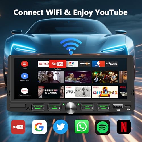GHIOPMZ Single Din Touchscreen Radio with Wireless Apple CarPlay & Android Auto, 6.9" IPS Car Stereo with Bluetooth, Mirror Link, FM/AM,EQ, USB/Type-C, SWC, HD Backup Camera, Microphone for Car Audio Upgrade - Image 5
