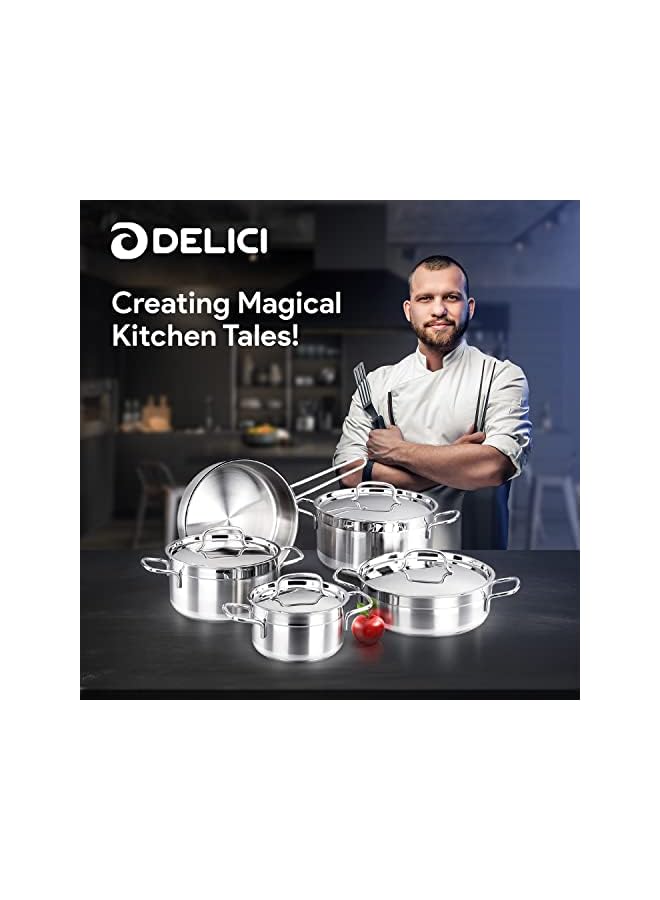 DELICI طقم أواني طهي ستانلس ستيل 9 قطع DSK 9W  - Image 2