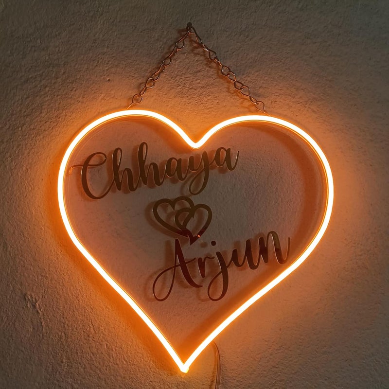 3D EYRANS 3D EYRANS Personalized Couple Name with Heart Led Neon Sign Decorative Lights for Wall Decor Room Decoration LED Neon Sign Design 4  - Image 2