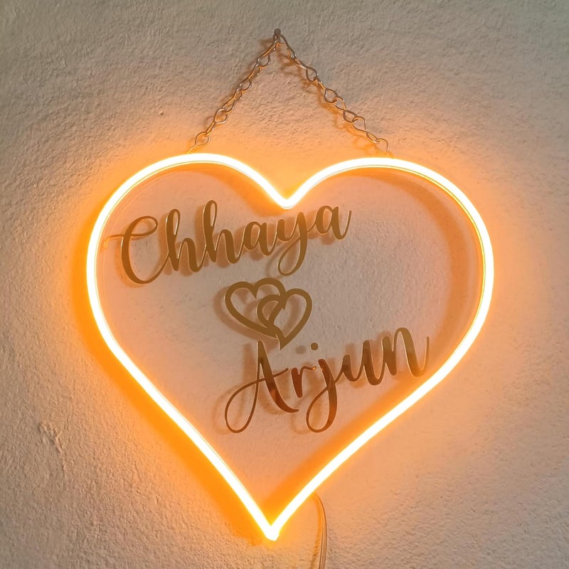 3D EYRANS 3D EYRANS Personalized Couple Name with Heart Led Neon Sign Decorative Lights for Wall Decor Room Decoration LED Neon Sign Design 4  - Image 1