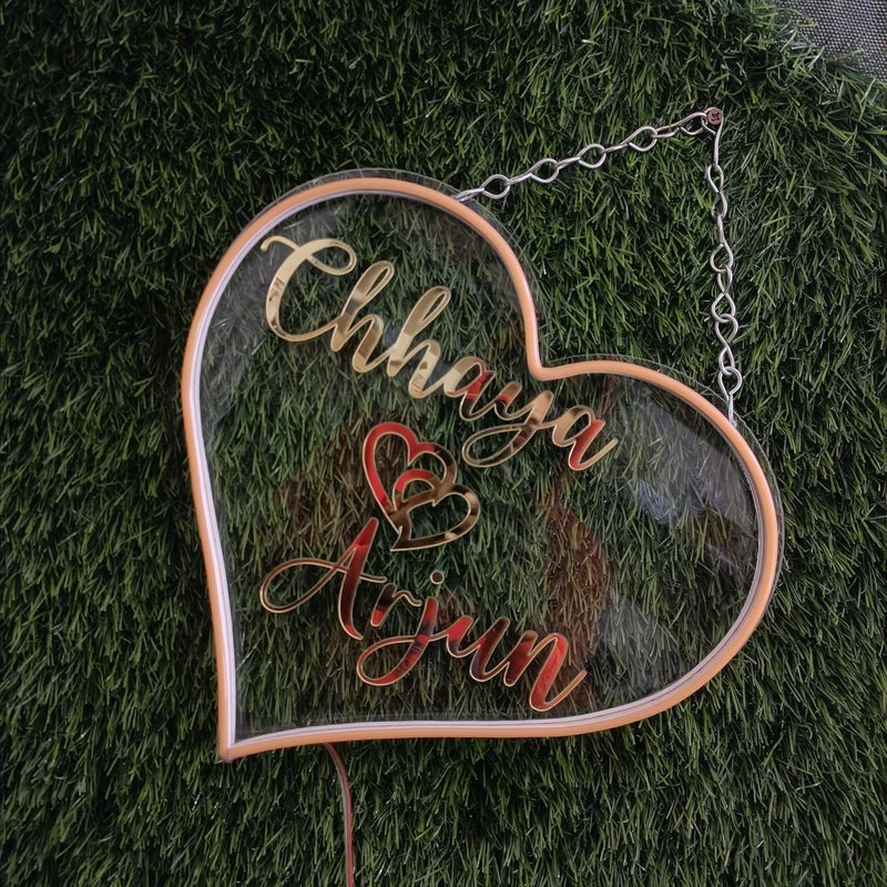 3D EYRANS 3D EYRANS Personalized Couple Name with Heart Led Neon Sign Decorative Lights for Wall Decor Room Decoration LED Neon Sign Design 4  - Image 3