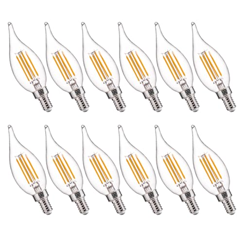 FLSNT LED Candelabra Bulbs, Dimmable CA11 E12 LED Chandelier Light Bulbs, 2700K Soft White, 4W (40W Equivalent), 450LM, 12 Pack UL,CA65 Listed. - Image 1
