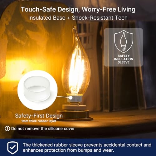 FLSNT LED Candelabra Bulbs, Dimmable CA11 E12 LED Chandelier Light Bulbs, 2700K Soft White, 4W (40W Equivalent), 450LM, 12 Pack UL,CA65 Listed. - Image 3