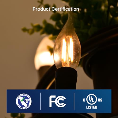 FLSNT LED Candelabra Bulbs, Dimmable CA11 E12 LED Chandelier Light Bulbs, 2700K Soft White, 4W (40W Equivalent), 450LM, 12 Pack UL,CA65 Listed. - Image 5