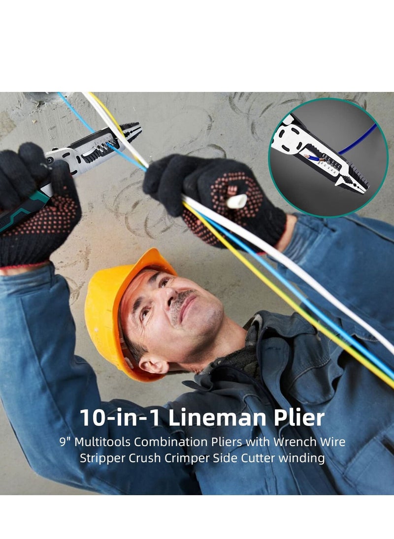 واي آند دي - 10-in-1 Wire Stripper Tool, wire crimping tool, C-RV Multifunctional needle nose pliers, Cutter, 9in Combination Plier, Wiring Tools and Multi-Function Hand Tool - Image 1