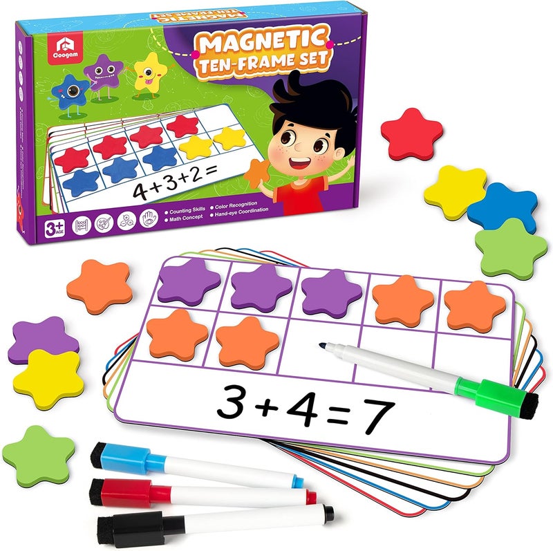 Coogam Magnetic Ten-Frame Set, Math Manipulative EVA Number Counting Games, Montessori Educational Toy Gift for Kindergarten Classroom Kids 3 4 5 Year Old - Image 1