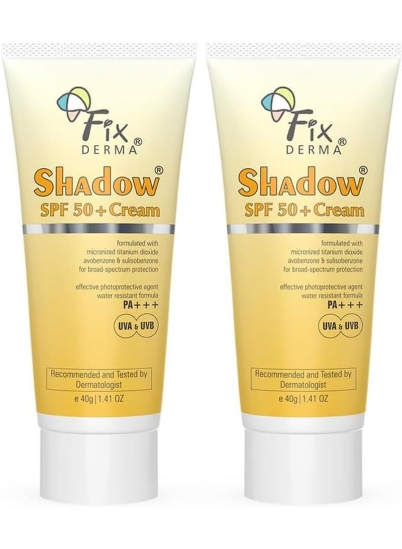 فيكسديرما كريم فيكسدرما شادو الواقي من الشمس بعامل حماية ٥٠+ PA+++ | واقي شمس للبشرة الجافة | واقي شمس بعامل حماية ٥٠ | واقي شمس للجسم والوجه | حماية من الأشعة فوق البنفسجية الطويلة والمتوسطة | واقي شمس للنساء والرجال - ٤٠ غرام (عبوة من قطعتين) - Image 1