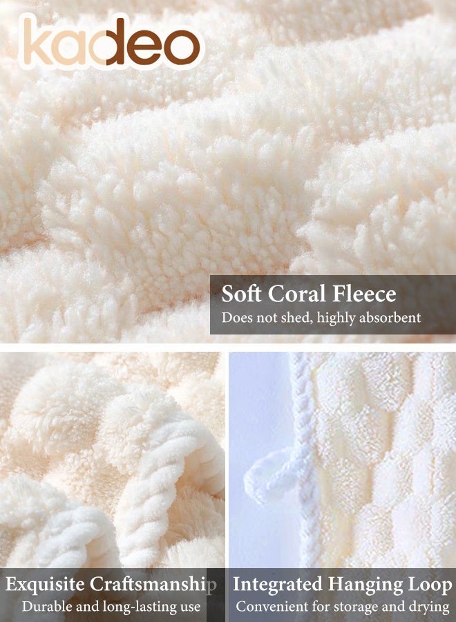 kadeo 3PCS Bath Towel Sets with Gift Box, Fade Resistant Coral Fleece Material, Soft Plush Jacquard Luxury 1 Bath Towels  and 2 Hand Towels, Quick Dry Towel Set White - Image 5