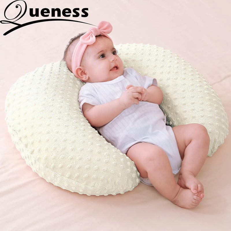 QUENESS Nursing Pillow Cover Breastfeeding Pillow Cases Plush Dot Slipcover Pillow Shams (CreamYellow) - Image 2