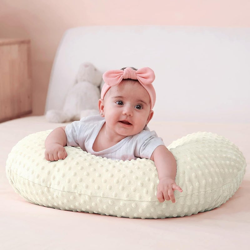QUENESS Nursing Pillow Cover Breastfeeding Pillow Cases Plush Dot Slipcover Pillow Shams (CreamYellow) - Image 3