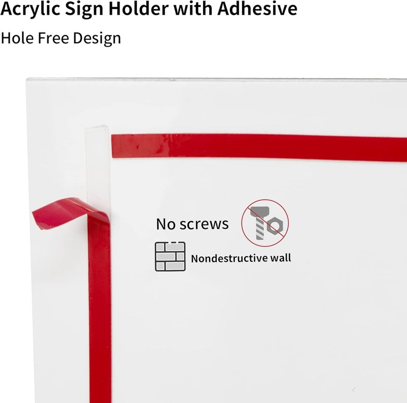كاست ويف حامل لافتات أكريليك A4 مثبت على الحائط، إطارات عرض بلاستيكية مع شريط لاصق وشريط مغناطيسي، حامل لافتات أكريليك شفاف للباب/النوافذ/المكتب/المنزل - بدون حفر ذهبي/عبوة من 3 قطع 8.5 × 11 - Image 4