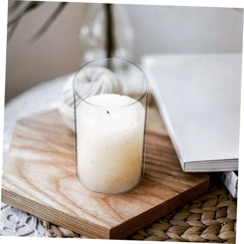 4Pcs Transparent Glass Hurricane Shades Candle Covers Protectors For Tealight Home Decor - Image 4