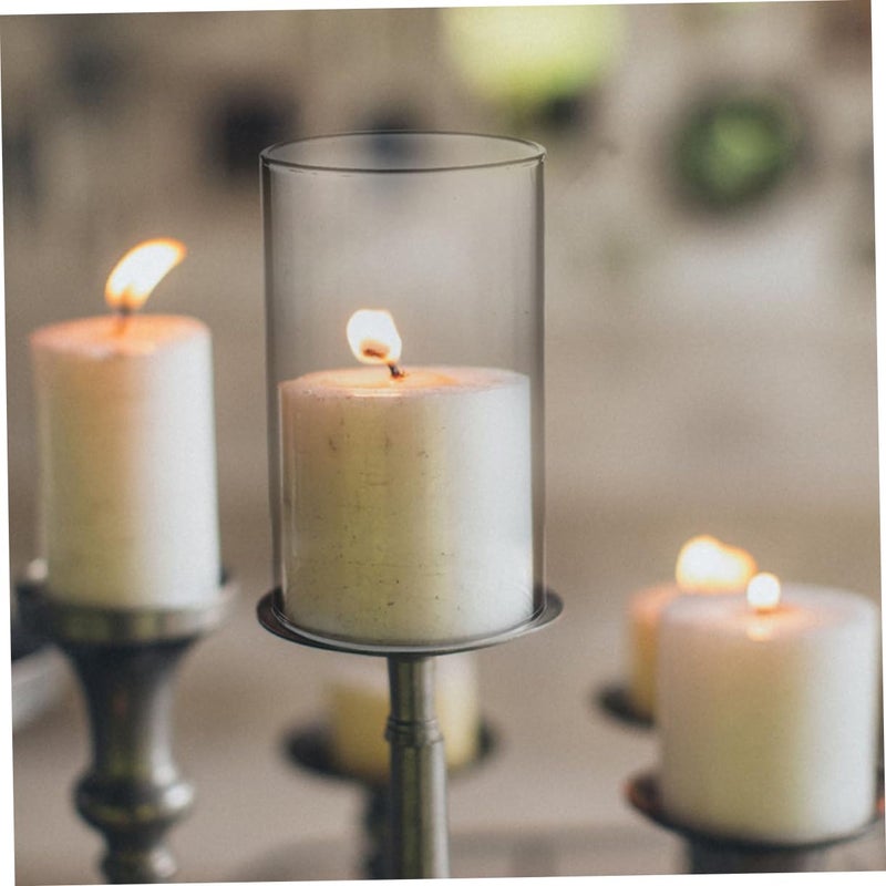 4Pcs Transparent Glass Hurricane Shades Candle Covers Protectors For Tealight Home Decor - Image 5