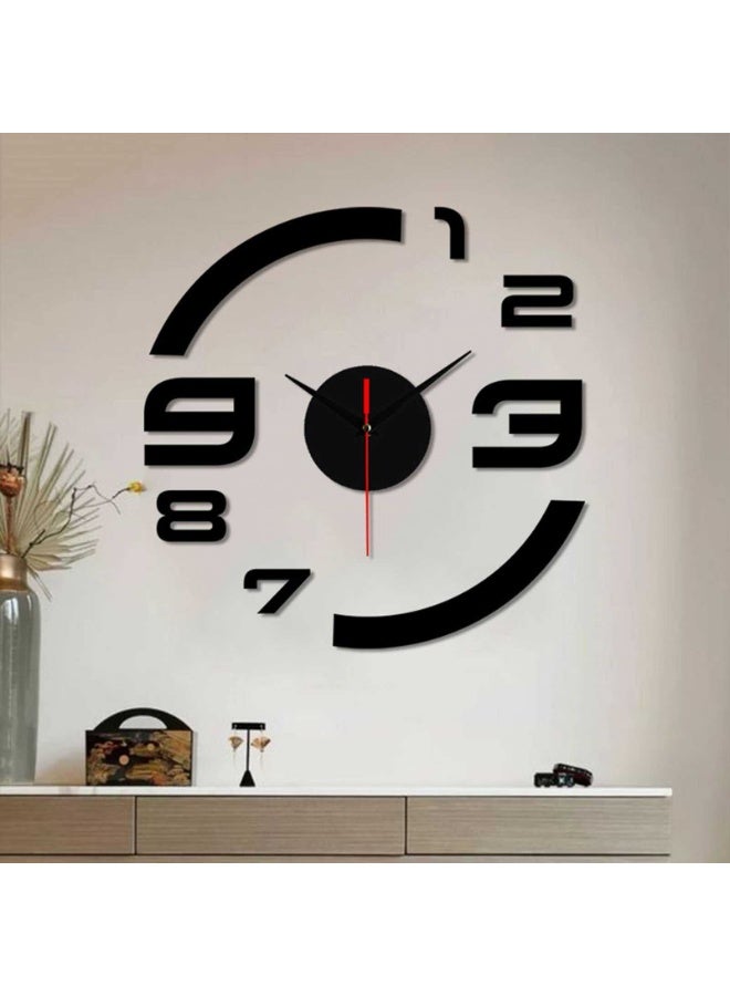 Black DIY Frameless Silent Mirror Effect Wall Clock - Image 4