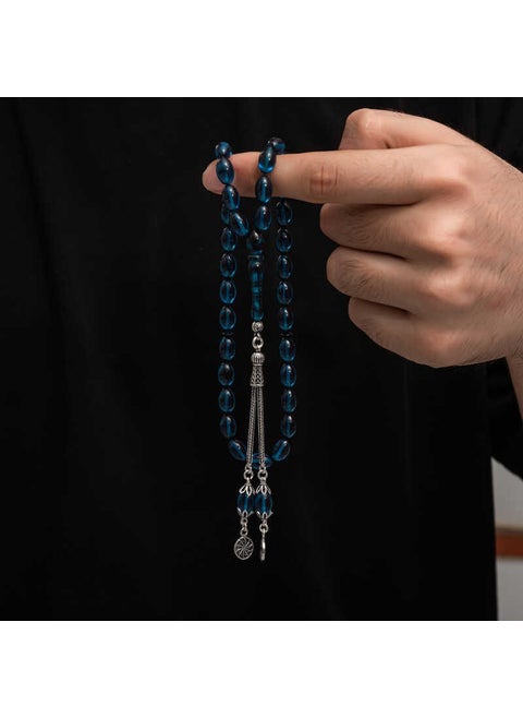 Silver Tassel Tightened Amber Prayer Beads