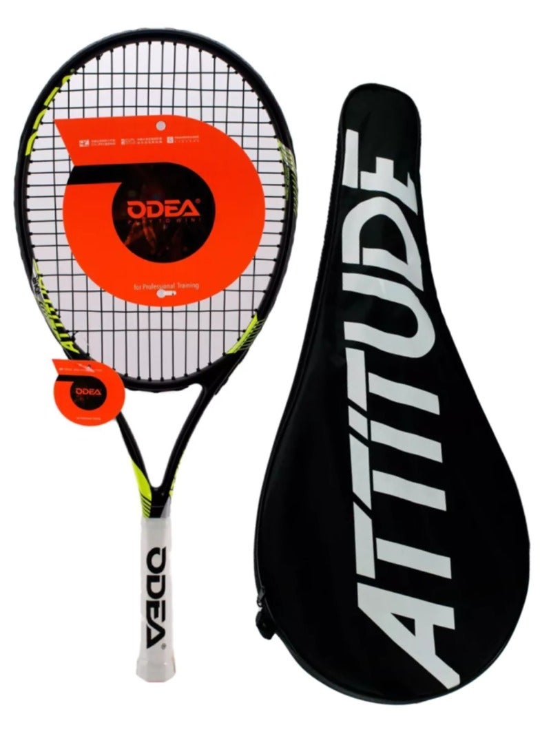ATTITUDE-TOUR 77 مضرب تنس للتدريب الاحترافي مقاس 27 بوصة مع حقيبة حمل للبالغين، أسود×أخضر