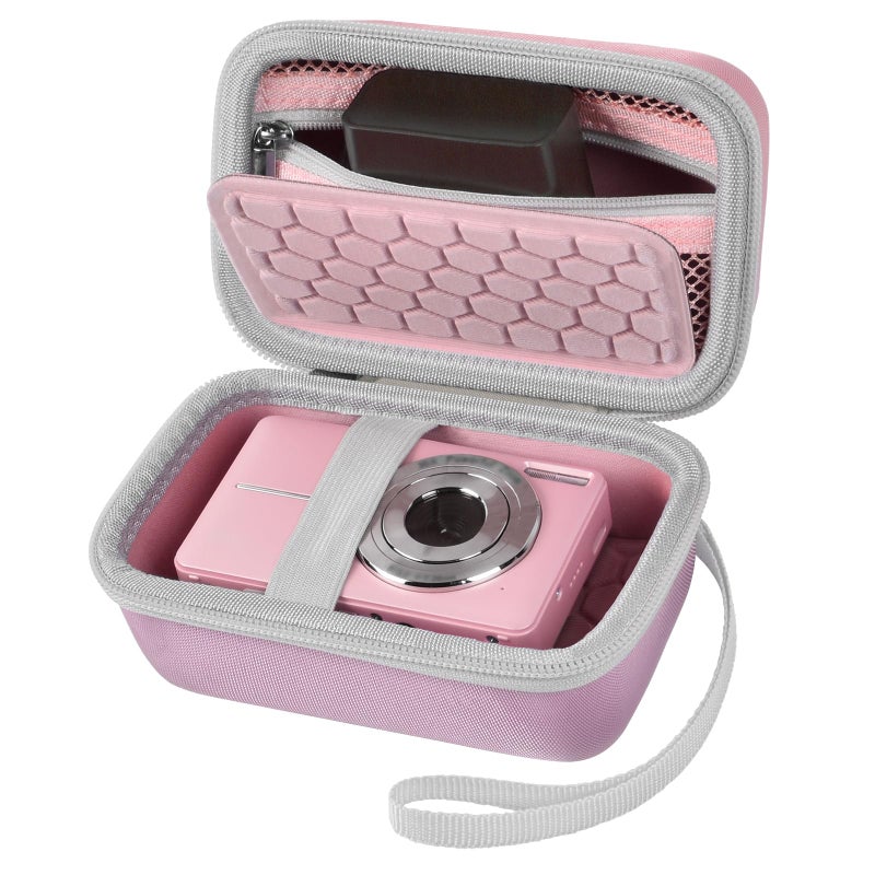 Comecase Digital Camera Carrying Case Compatible with Canon PowerShot G7 X Mark II/ G7X Mark III Digital 4K Vlogging Camera/for CAMKORY/for Lecran and More, Compact Small Camera Storage Bag for Kids (Pink) - Image 1