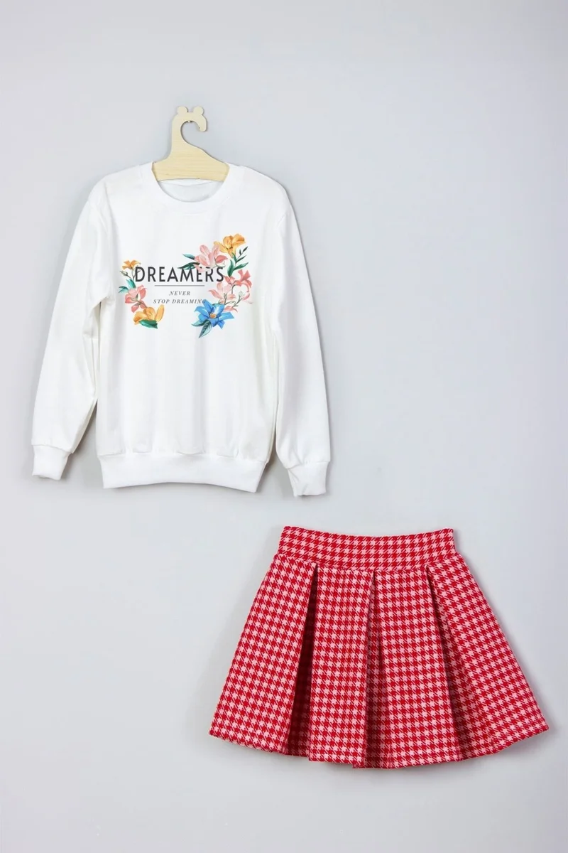 Ada Bebek Çocuk Ada Baby Kids New Season Printed Skirt Sweat Suit