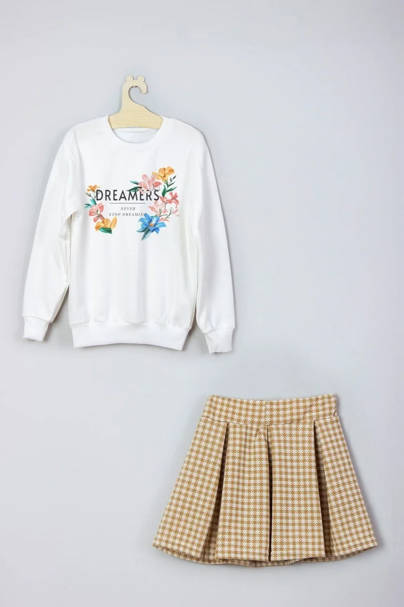 Ada Bebek Çocuk Ada Baby Kids New Season Printed Skirt Sweat Suit