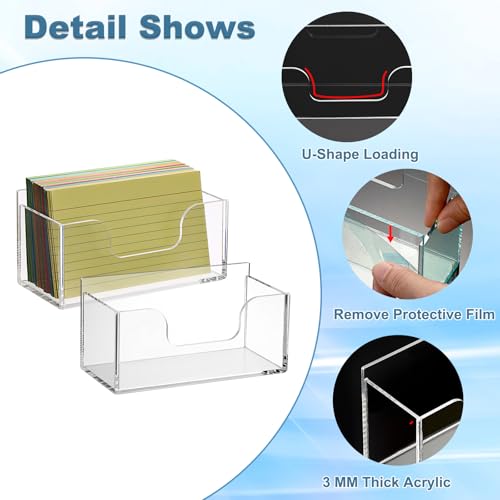 BTSKY 2 Pack Acrylic Index Card Holder Display Stand - 3X5 Inch Notecard Box Recipe Organizer, Clear Index Card Case for Office Desk Recipe Notecard Storage Box, Photo Holder Organizer - Image 4