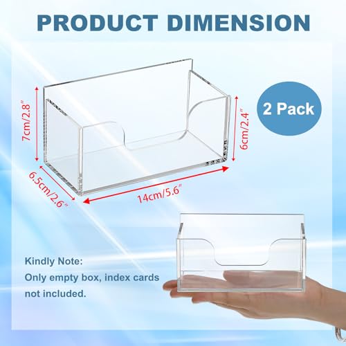 BTSKY 2 Pack Acrylic Index Card Holder Display Stand - 3X5 Inch Notecard Box Recipe Organizer, Clear Index Card Case for Office Desk Recipe Notecard Storage Box, Photo Holder Organizer - Image 3