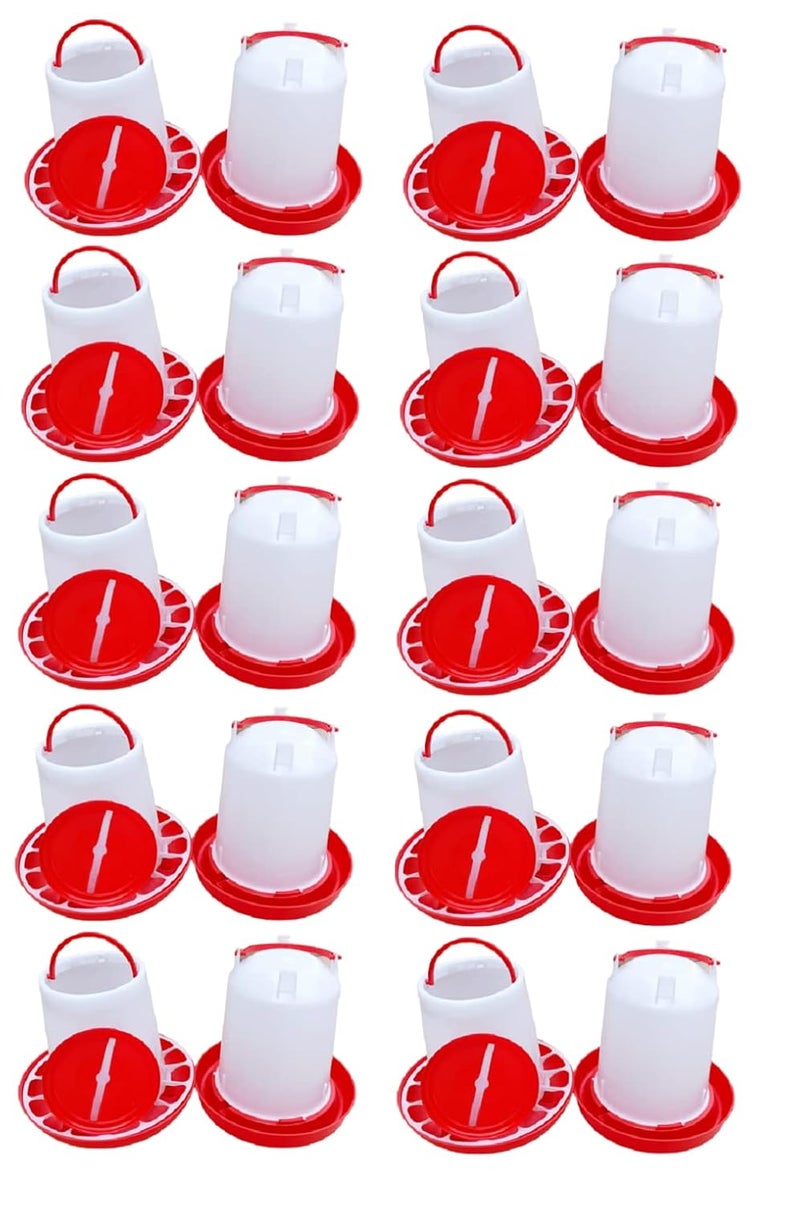 TMW طقم مغذي وشارب للصيصان، مغذي دجاج 1.5 كجم وشارب دجاج 1.5 لتر، مغذي شارب دجاج معلق، صيصان دجاج (شارب 1.5 لتر 1 قطعة ومغذي 1.5 1 قطعة مجموعة من 2 قطعة) - Image 3