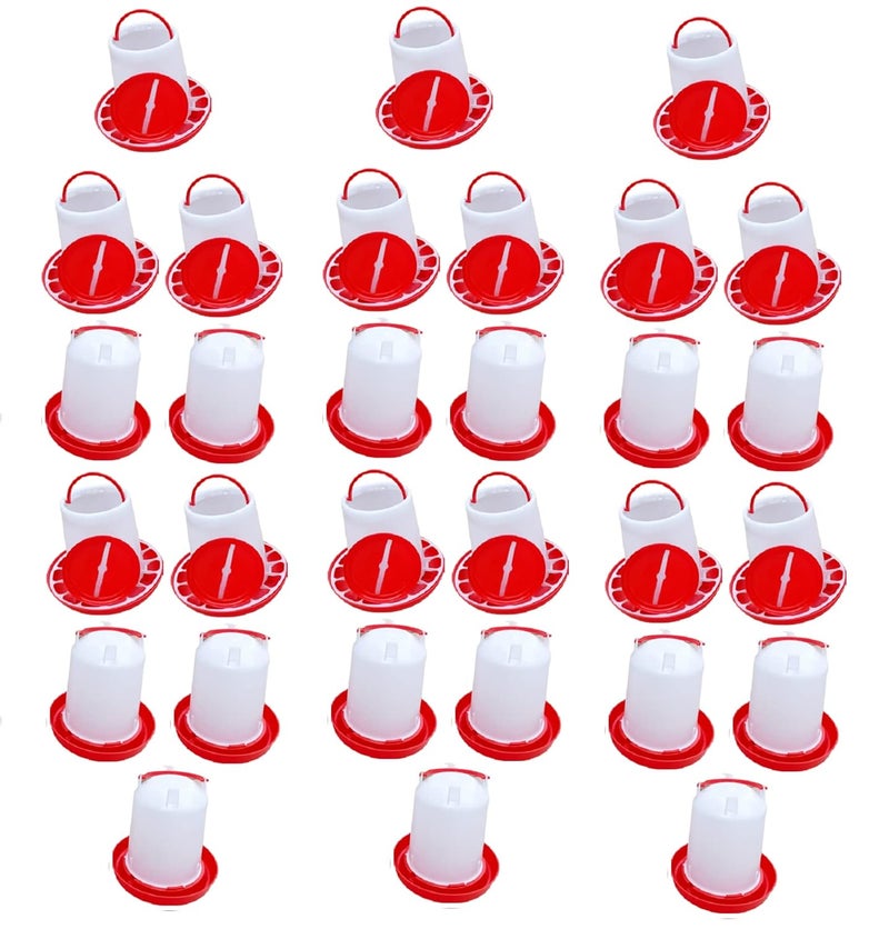 TMW طقم مغذي وشارب للصيصان، مغذي دجاج 1.5 كجم وشارب دجاج 1.5 لتر، مغذي شارب دجاج معلق، صيصان دجاج (شارب 1.5 لتر 1 قطعة ومغذي 1.5 1 قطعة مجموعة من 2 قطعة) - Image 4