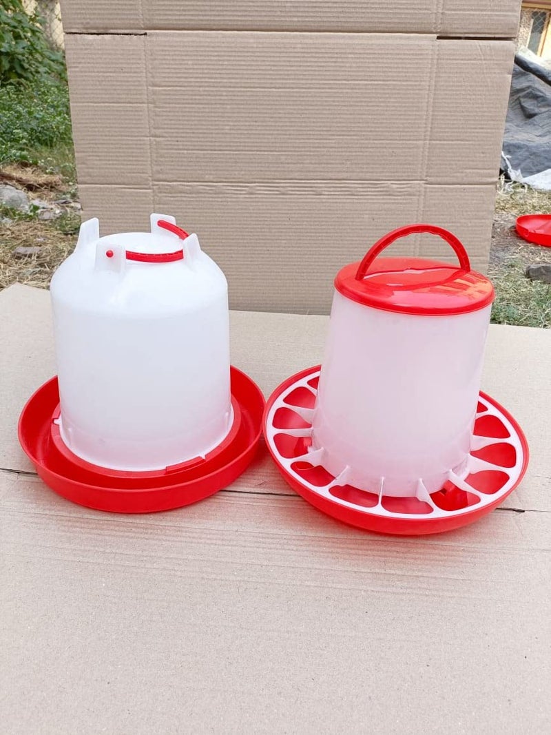 TMW طقم مغذي وشارب للصيصان، مغذي دجاج 1.5 كجم وشارب دجاج 1.5 لتر، مغذي شارب دجاج معلق، صيصان دجاج (شارب 1.5 لتر 1 قطعة ومغذي 1.5 1 قطعة مجموعة من 2 قطعة) - Image 1