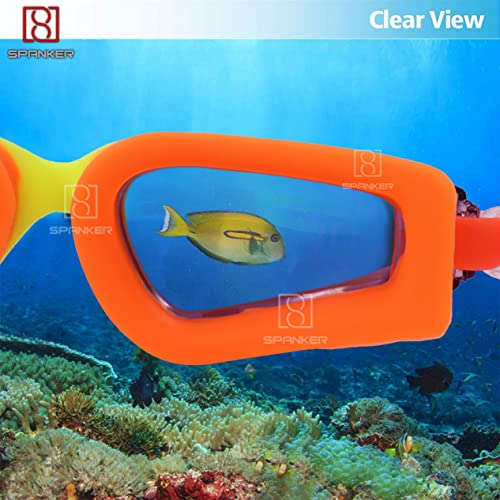 Spanker Aqua Wide View Swim Goggles with Ear Plugs, UV Protection No Leaking Anti Fog Lens Swimming Glasses for Adult Women Men and Youth,Orange Multi SSTP - Image 4