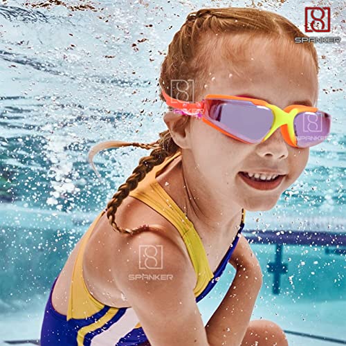 Spanker Aqua Wide View Swim Goggles with Ear Plugs, UV Protection No Leaking Anti Fog Lens Swimming Glasses for Adult Women Men and Youth,Orange Multi SSTP - Image 5
