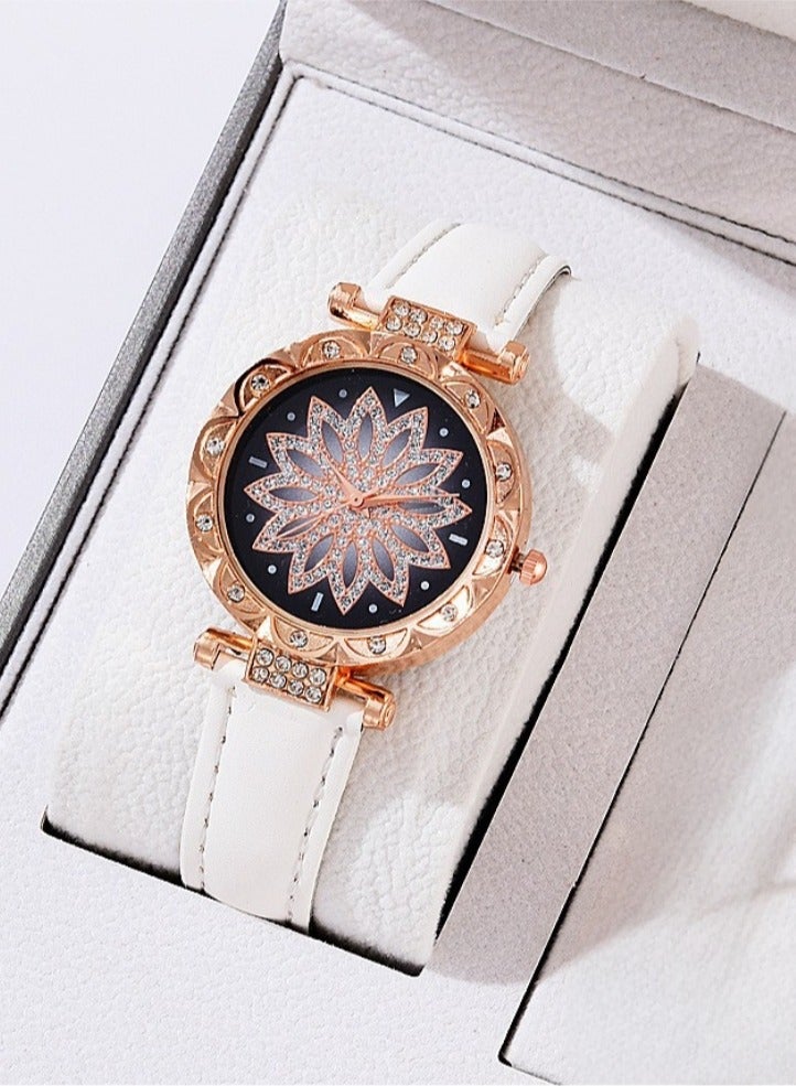 [2025 New Design]Ladies Watch Fashionable Women Quartz Diamond Wristwatch Classic Simple Watches Business Decoration Bangle Bracelet Necklace Ring Earring Girl Gift Set  - Image 2