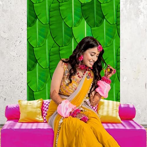 Party Baazaar Banana Leaf Backdrop for Decoration | Varalakshmi Pooja Backdrop | Valakapu Function Decoration Items (Pack of 1, Multicolor, Size: 8x5 Feet) - Image 4