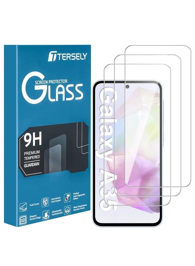 بشكل مختصر [3 عبوات] واقي شاشة زجاجي 9H زجاج مقوى 9H لسامسونج جالاكسي A35 5G، واقي شاشة زجاجي مضاد للكسر، فائق الوضوح ومضاد للكسر - Image 1