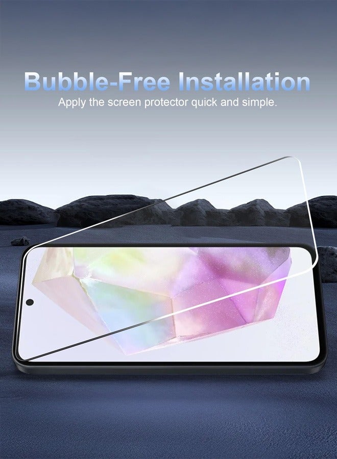 بشكل مختصر [3 عبوات] واقي شاشة زجاجي 9H زجاج مقوى 9H لسامسونج جالاكسي A35 5G، واقي شاشة زجاجي مضاد للكسر، فائق الوضوح ومضاد للكسر - Image 3