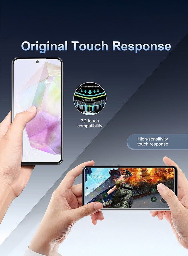 بشكل مختصر [3 عبوات] واقي شاشة زجاجي 9H زجاج مقوى 9H لسامسونج جالاكسي A35 5G، واقي شاشة زجاجي مضاد للكسر، فائق الوضوح ومضاد للكسر - Image 5