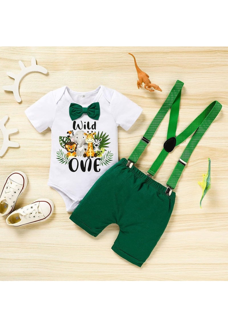 Baby Boy Funny First Birthday Clothes Infant Bow Tie Romper Bodysuit Cake Smash Outfits, 80cm - Image 2