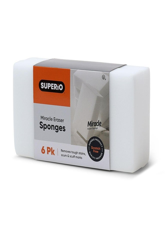 Superio Miracle Eraser Sponges - 6 Count - Effective Cleaning for Kitchen, Bathroom, Walls & More - Image 1