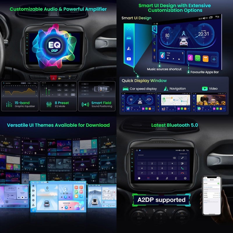XTRONS Android 13 Car Stereo for Jeep Renegade - 9 Inch Touch Screen GPS Navigation Bluetooth Head Unit - Image 5