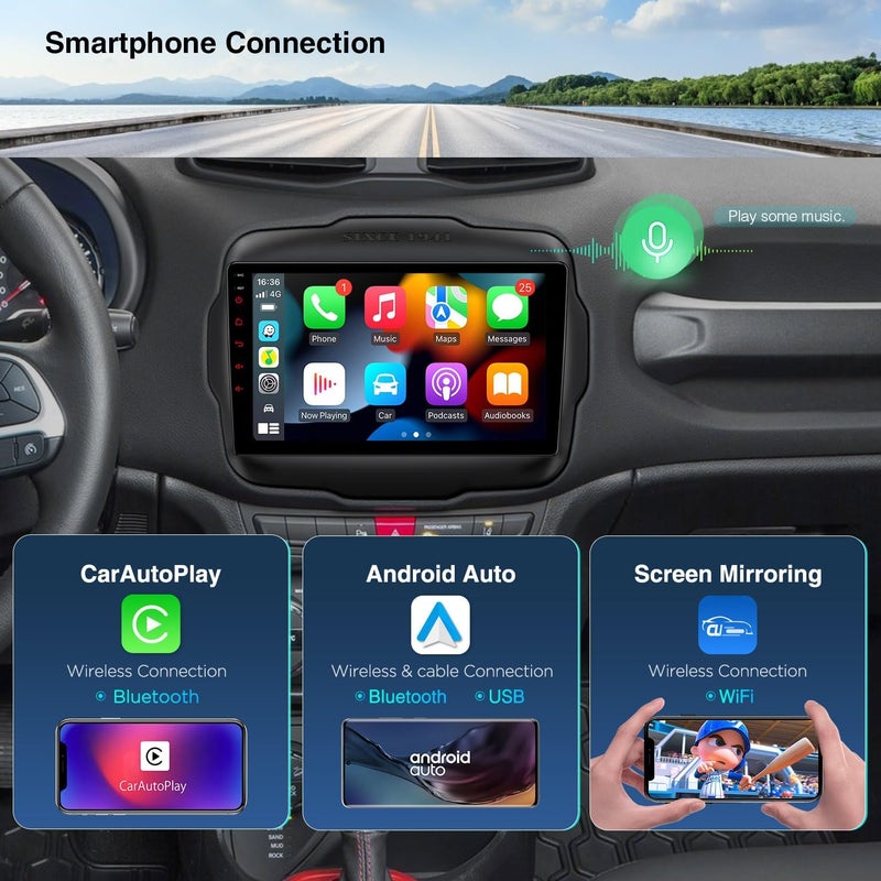 XTRONS Android 13 Car Stereo for Jeep Renegade - 9 Inch Touch Screen GPS Navigation Bluetooth Head Unit - Image 4