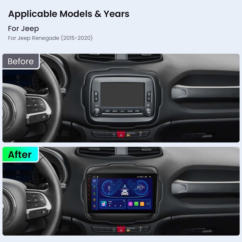 XTRONS Android 13 Car Stereo for Jeep Renegade - 9 Inch Touch Screen GPS Navigation Bluetooth Head Unit - Image 2