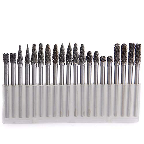 YEEZUGO 20pcs Solid Carbide Burr Set, 1/8 Shank Double Cut Tungsten Carbide Roary Files Burrs for Rotary Drill Die Grinder Woodworking,Engraving,Drilling,Carving by YEEZUGO - Image 1