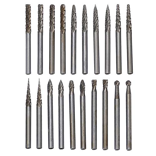 YEEZUGO 20pcs Solid Carbide Burr Set, 1/8 Shank Double Cut Tungsten Carbide Roary Files Burrs for Rotary Drill Die Grinder Woodworking,Engraving,Drilling,Carving by YEEZUGO - Image 2