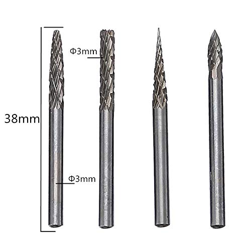 YEEZUGO 20pcs Solid Carbide Burr Set, 1/8 Shank Double Cut Tungsten Carbide Roary Files Burrs for Rotary Drill Die Grinder Woodworking,Engraving,Drilling,Carving by YEEZUGO - Image 4