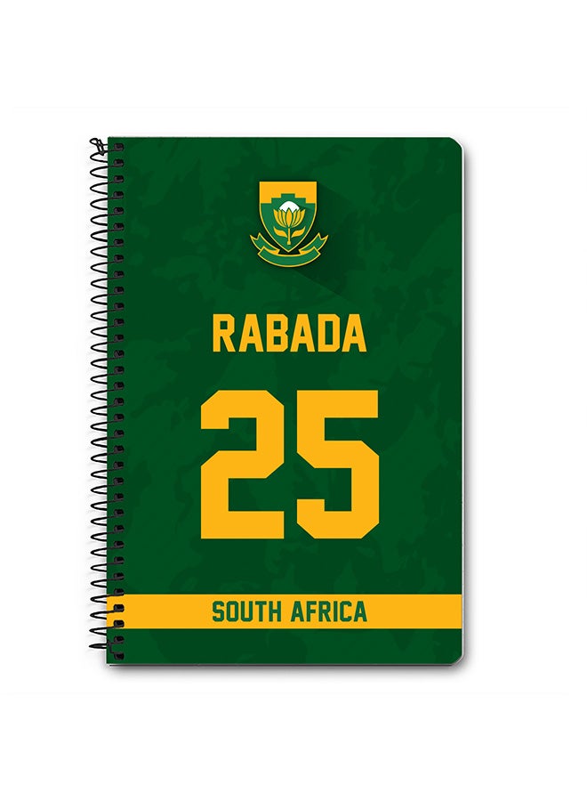 Stylizedd Designer A5 Spiral Notebook Memo Notepad Journal Player - Kagiso Rabada, Jersey Number -25 (With Logo)  - Image 1