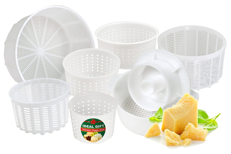 PetriStor PetriStor 7pcs Cheese Making Kit Beginners 1  Soft Cheese Molds  Cheese Mold with a Follower Piston  Cheese Making Supplies  Cream Cheese Form Mold Basket 