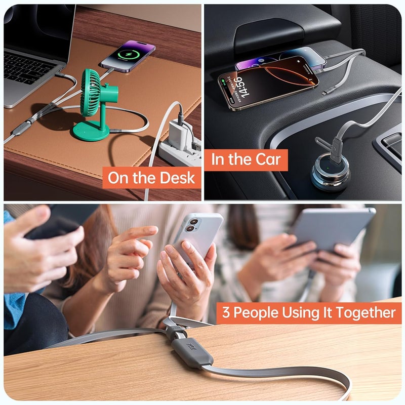 Pzoz 3 in 1 Charging Cable 100W, Type C Multi Charging Cable with Lightning, Micro USB & USB C, Fast Charger Cord for iPhone, Samsung, iPad, MacBook, 1.5M - Image 5